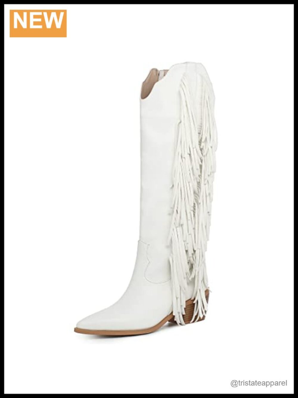 Cowgirl Fringe Knee High Boots for Women Synthetic Leather